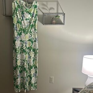 Zara Green and White Floral Print Dress